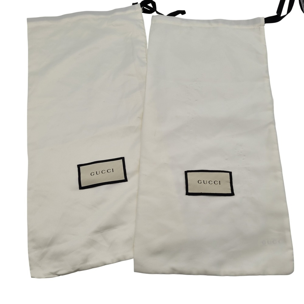 Gucci White Satin Shoe Dust Bags Set of 2 Drawstring Storage Accessories